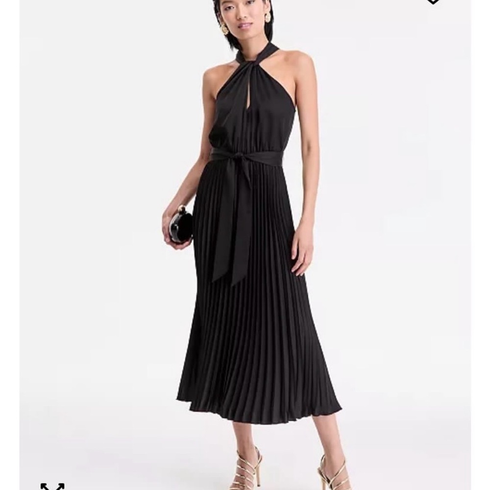 Macy's Black Pleated Midi Dress